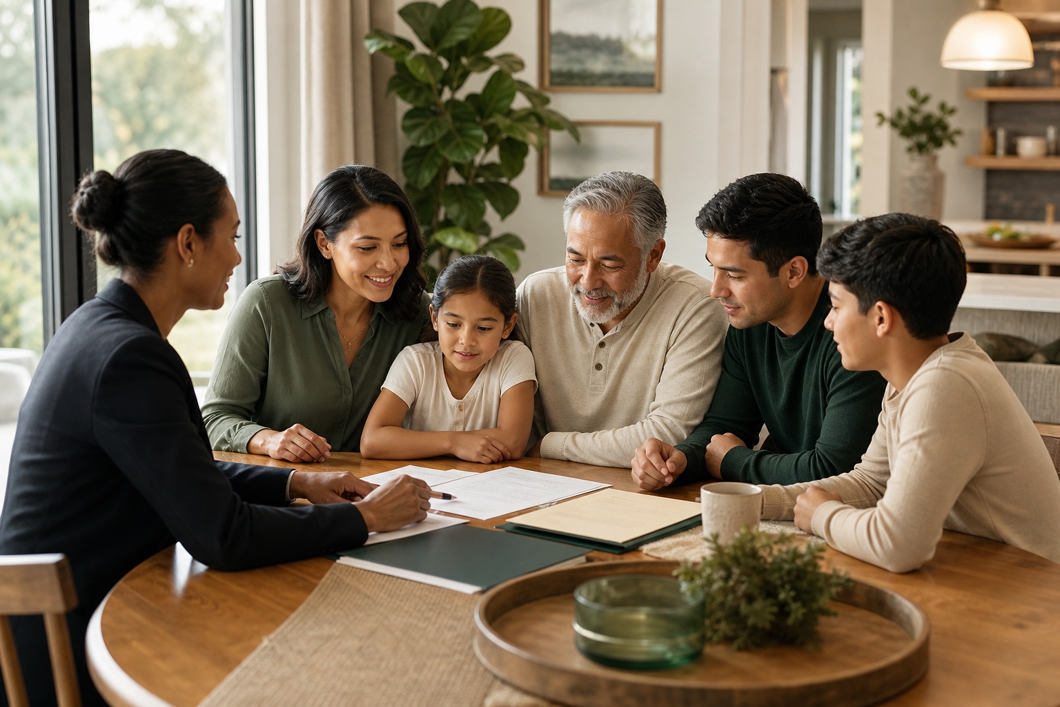 A family reviewing important financial documents with a trusted tax professional